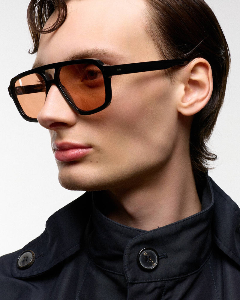 Jet Black - orange solid lens