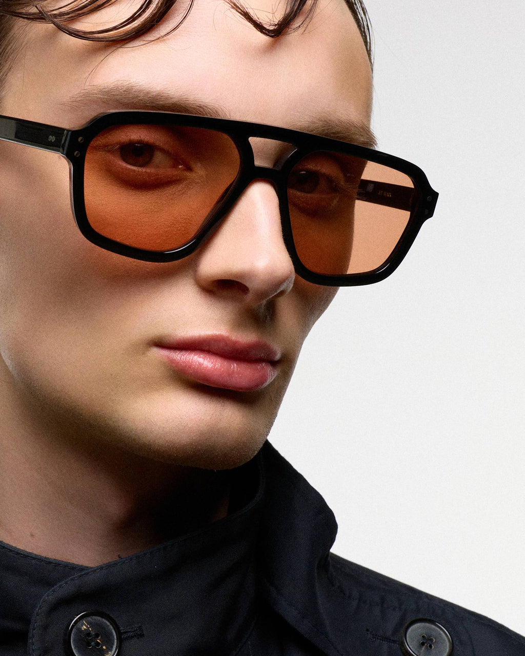Jet Black - orange solid lens