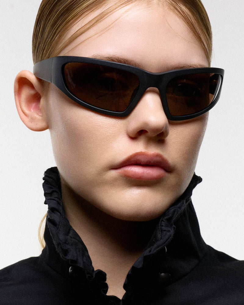 Crow matt Black - brown solid polarized lens
