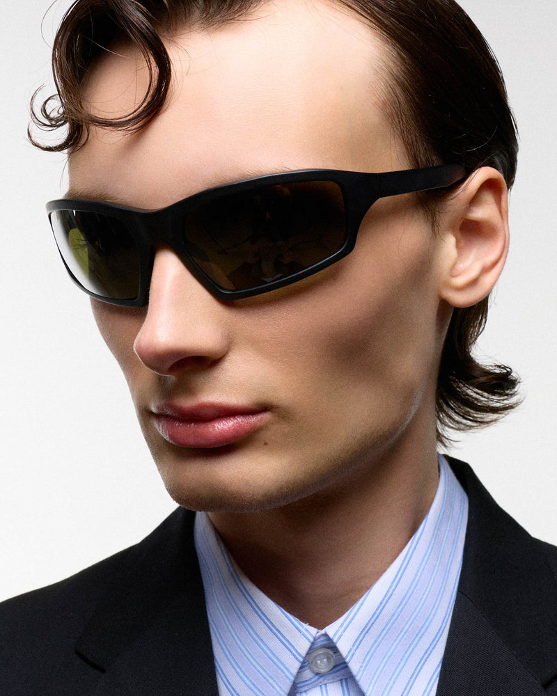 Raven matt Black - green solid polarized lens