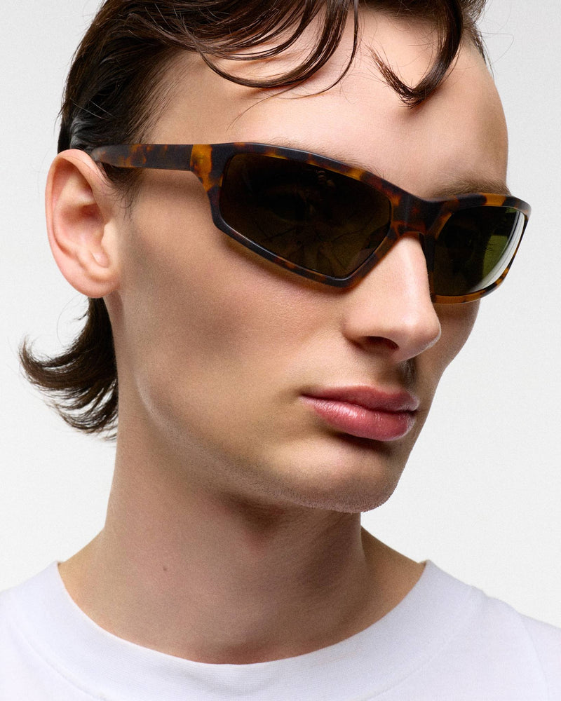 Raven matt Havana - green solid polarized lens
