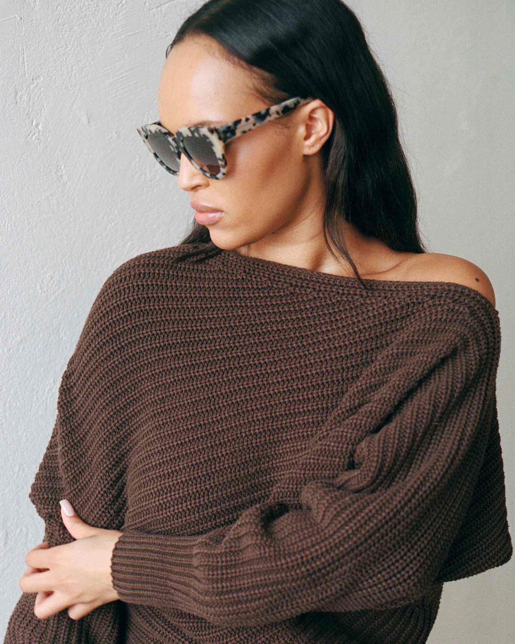 Cleo Black/White havana - grey gradient lens