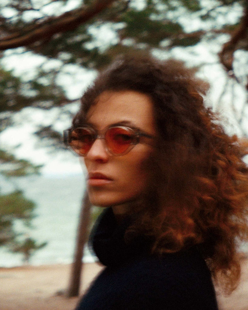 Polly Grey - orange solid lens