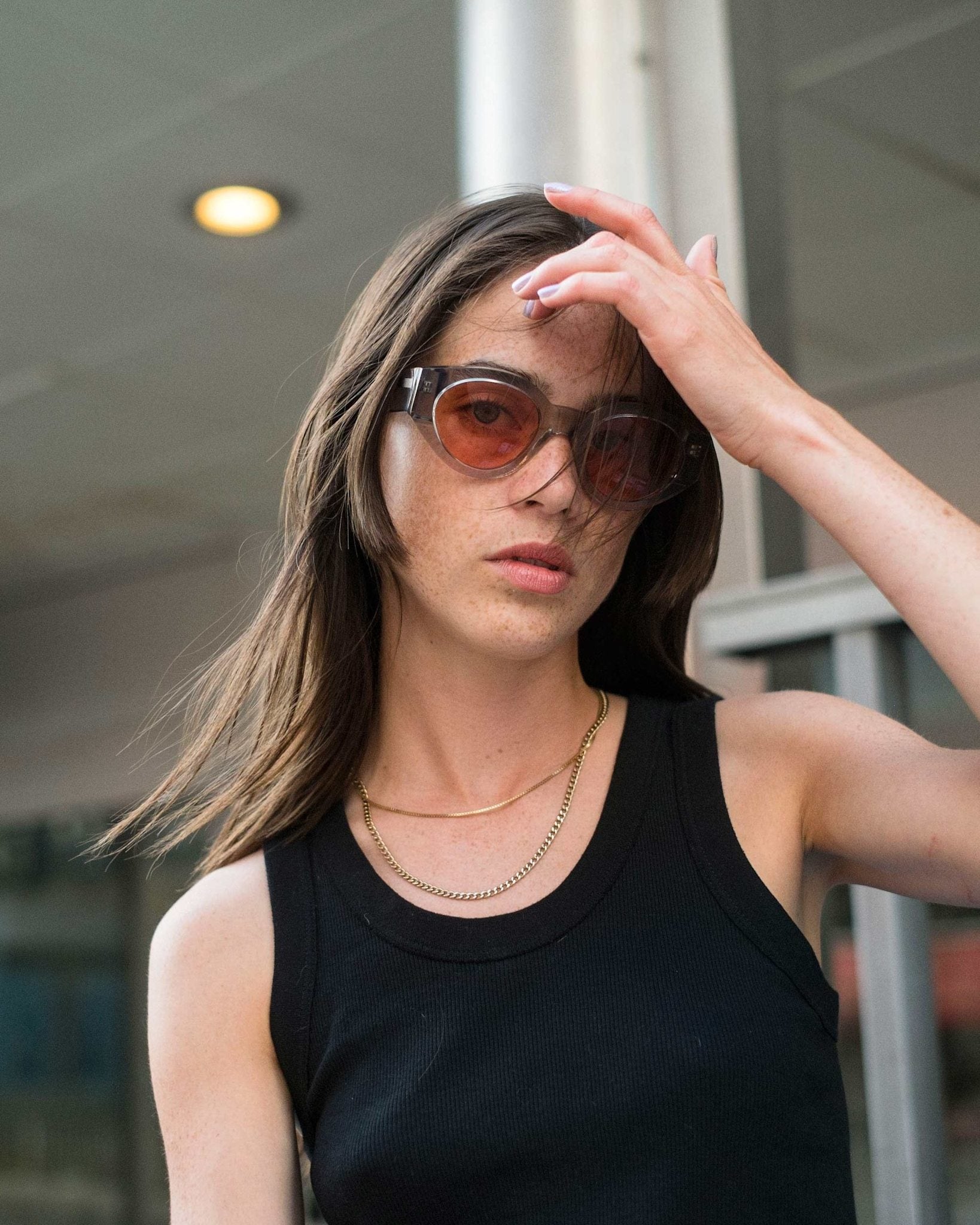Polly Grey - orange solid lens